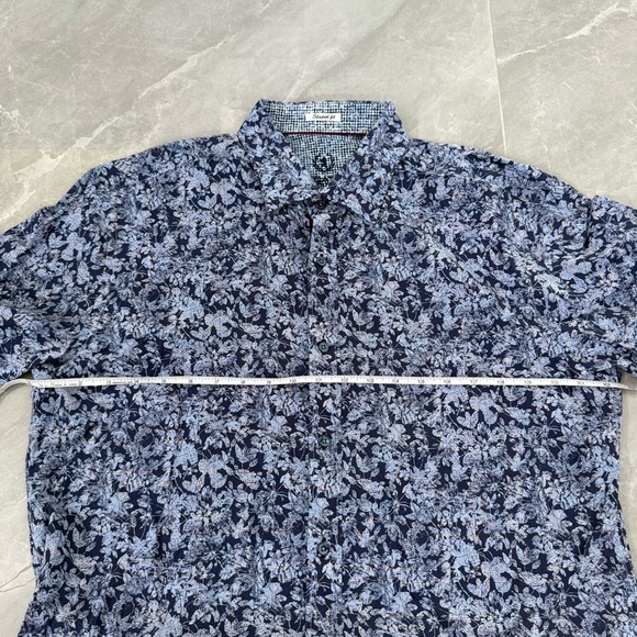 Men’s Bugatchi Floral Patterned Long Sleeve Button Down Dress Shirt Shaped Fit - Picture 14 of 16